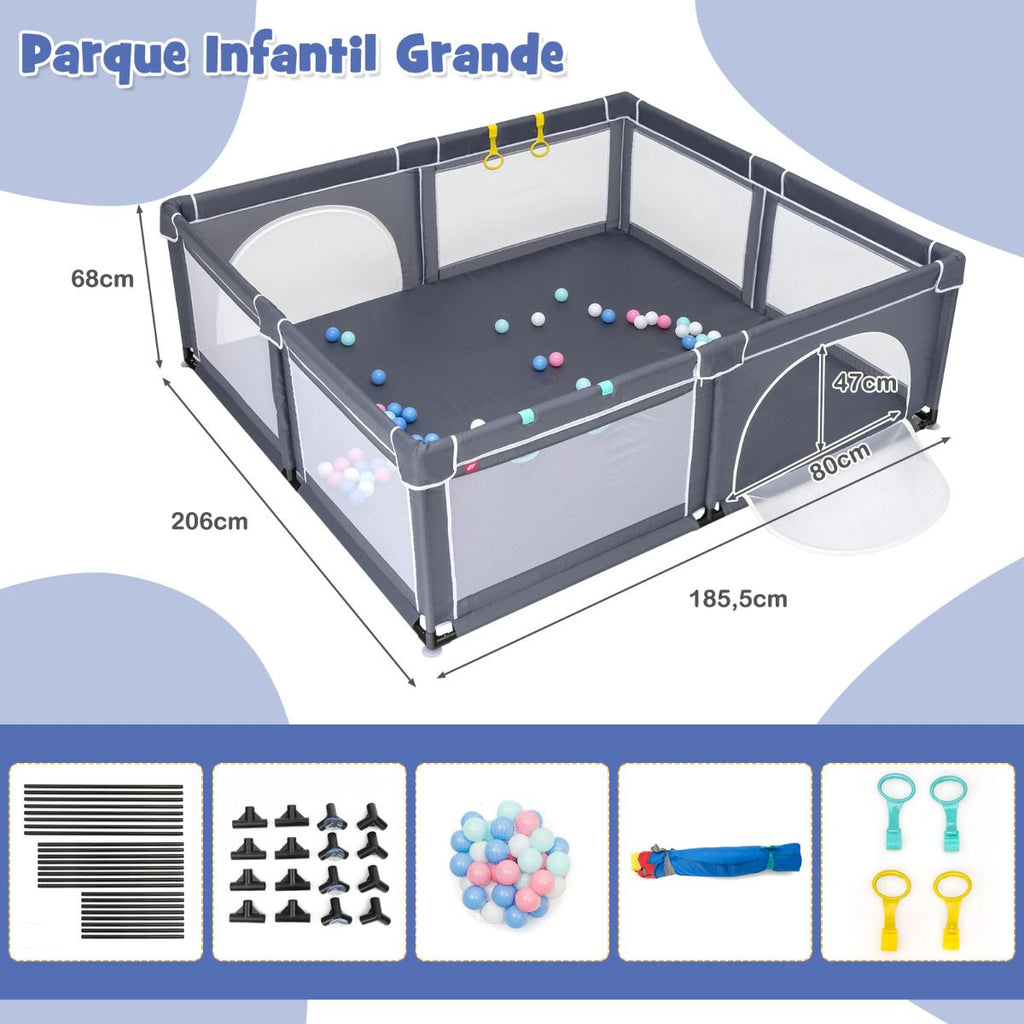 Parque Para Niños Centro Actividad Portátil Con Cercas De Seguridad 206 X 185,5 X 68 Cm