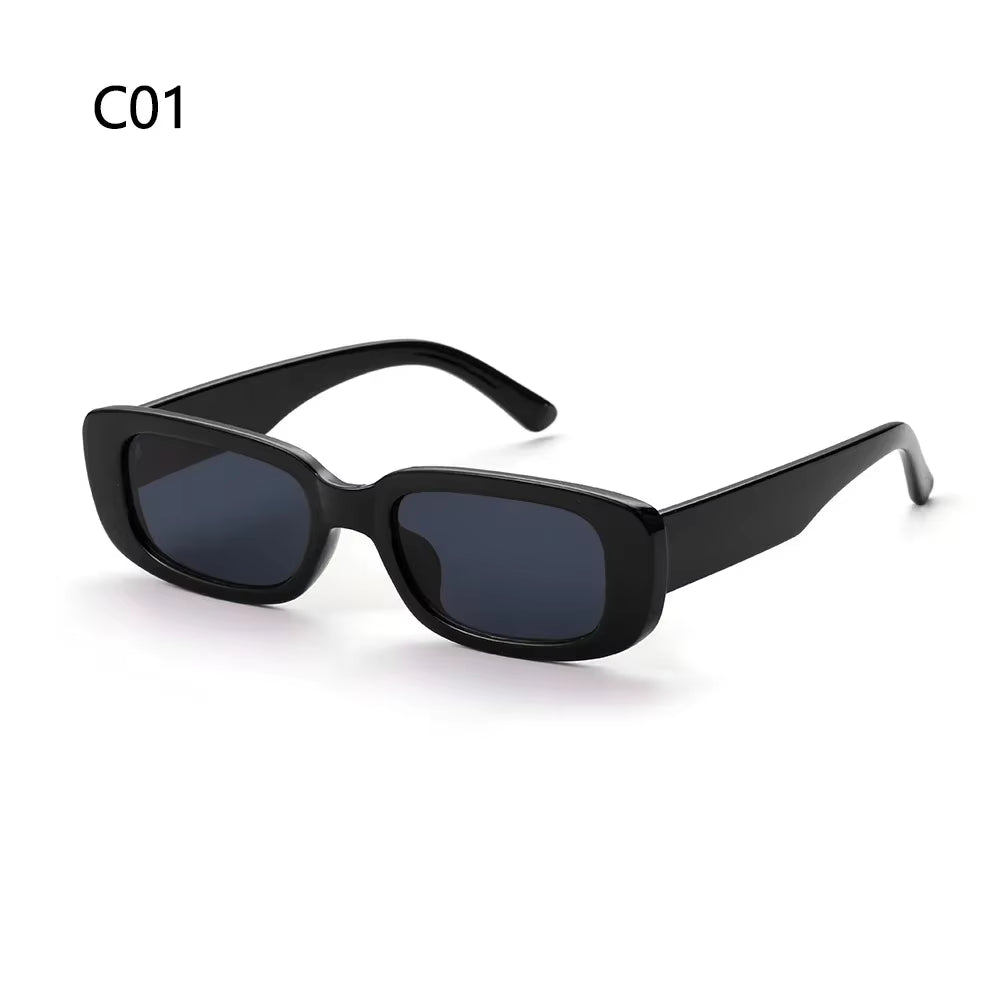 Retro Women Sunglasses Small Rectangle Frame Sun Glasses UV400 Protection Eyewear Summer Travel Beach Trendy Eyeglasses