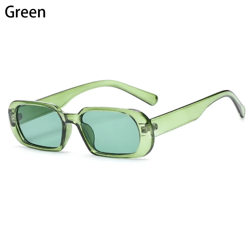 Retro Women Sunglasses Small Rectangle Frame Sun Glasses UV400 Protection Eyewear Summer Travel Beach Trendy Eyeglasses