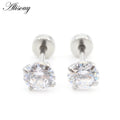 2Pcs Stainless Steel Unisex Women Men round Crystal Zircon Ear Studs Earrings 4 Prong Tragus Cartilage Piercing Jewelry