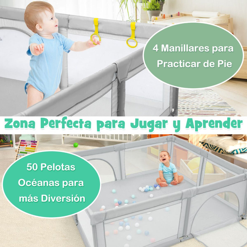 Parque Para Niños Centro Actividad Portátil Con Cercas De Seguridad 206 X 185,5 X 68 Cm